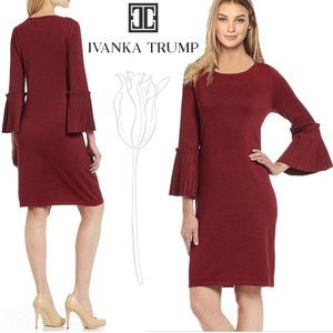 Ivanka Trump Pleated Tiered Sleeve Shift Dress L